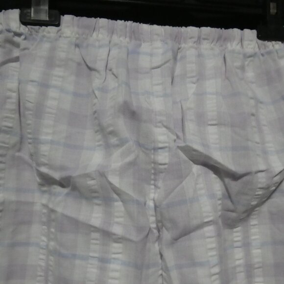 TIME OUT | medium | Lilac - Blue - White Plaid Pajama Bottoms | Ruffled Hem - Picture 11 of 16